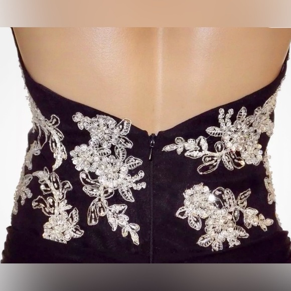 NWT Tiffany Designs Floral Embellished Plunging V-Neck Halter Gown Front Sash B2 - Picture 8 of 12